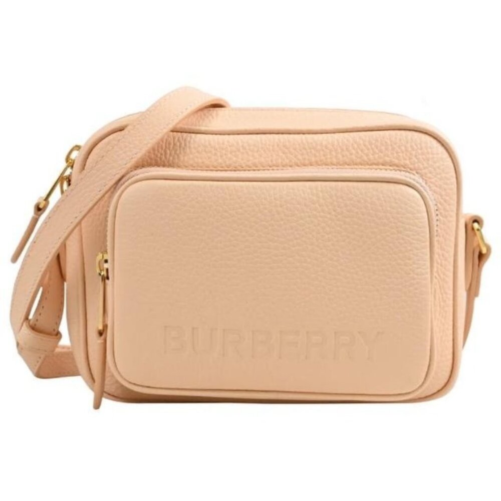 Burberry Camera Bag- Light Pink/Peach Leather- Embossed Logo. Used once!